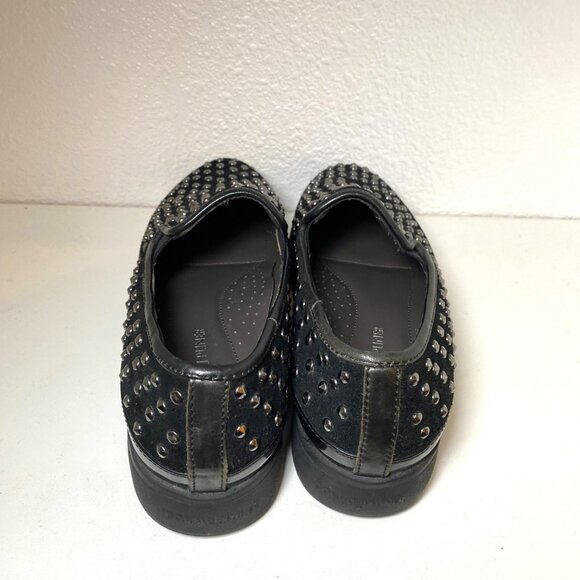 Donald J. Pliner Mickey Studded Platform Chunky Platform Loafers Black Suede - Picture 5 of 6